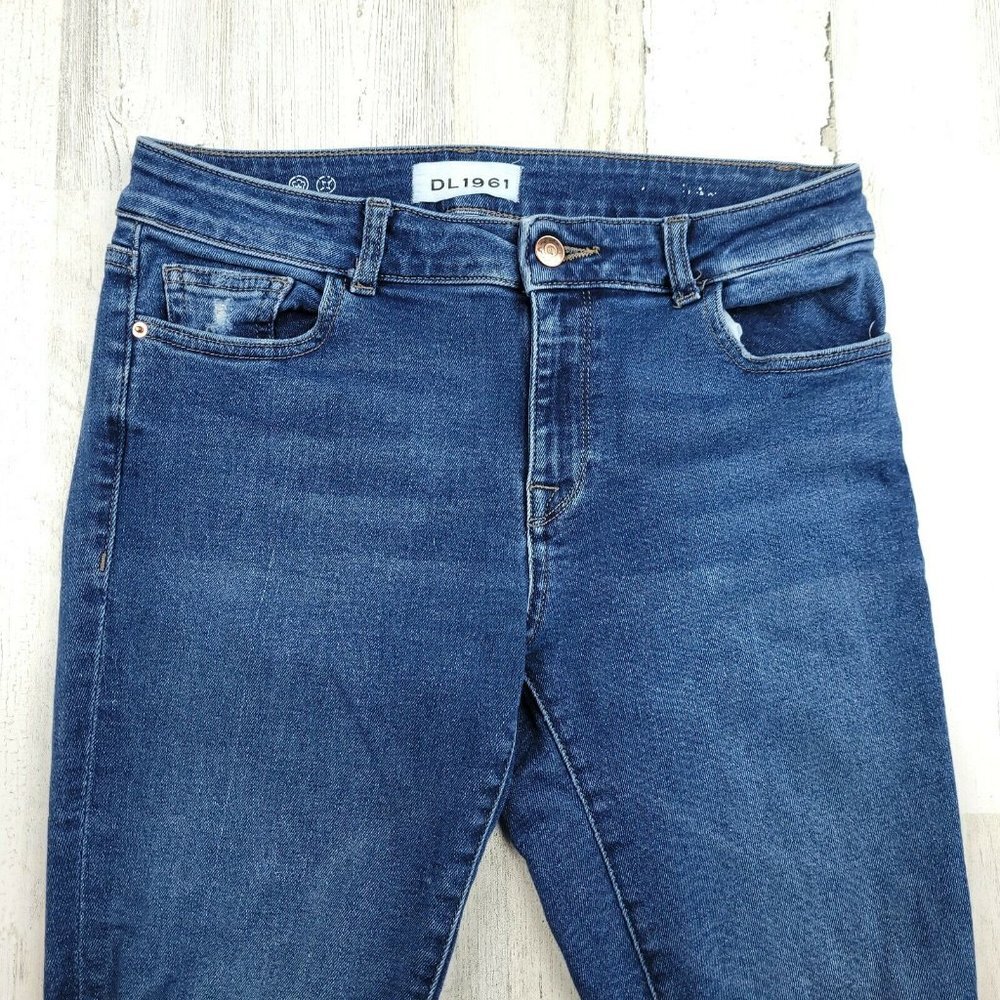 DL1961 Margaux Instasculpt Ankle Skinny Cracked Blue Jeans Size 28 (30x28) EUC - Picture 5 of 10